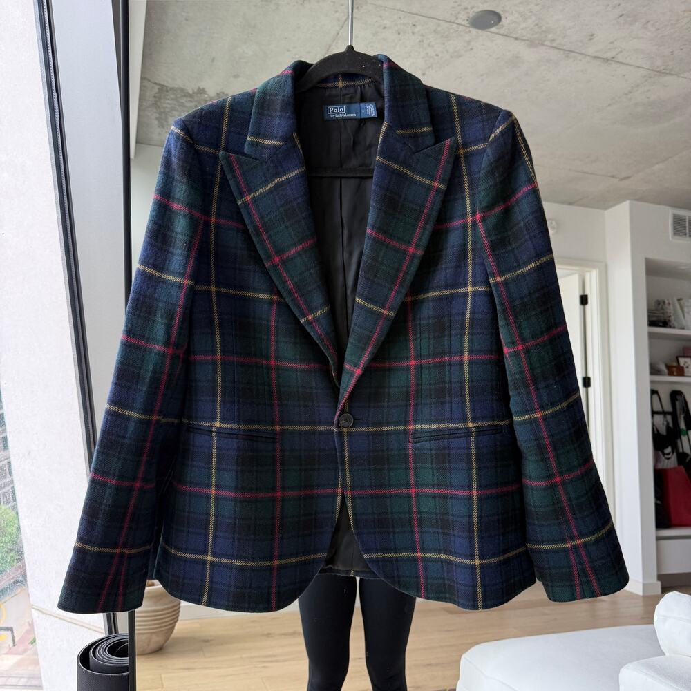 Ralph Lauren Tartan Plaid Wool Blazer - Picture 2 of 5